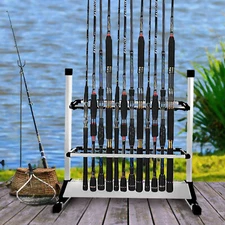 24 Rod Fishing Pole Holder Aluminum Alloy Rack Stand Portable Storage Tool US