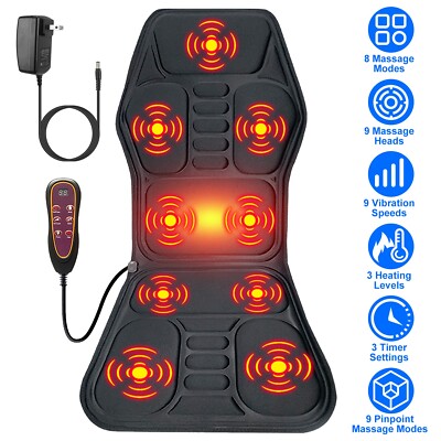 8 Mode Massage Seat Cushion with Heated Back Neck Massager Chair for Home / Car
