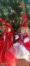 Bambola intera porcellana FATA abito  rosso decorazione Natale disp.solo seconda