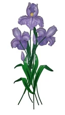 WMG 2005 Purple Iris Flowers • Metal Stem/Leaves Hanging Sculpture • In/Out 29"