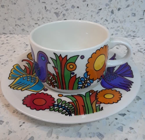 Vintage Villeroy Boch  ACAPULCO  Tea/Coffee Expresso Flat Cup & Saucer  3 Oz Cup