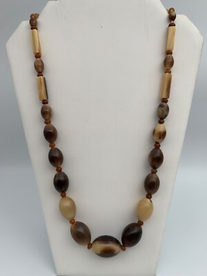 Collier Perles De Verre Marron Vintage – Ras Du Cou, Occasion, Bijou Bohème Rétro