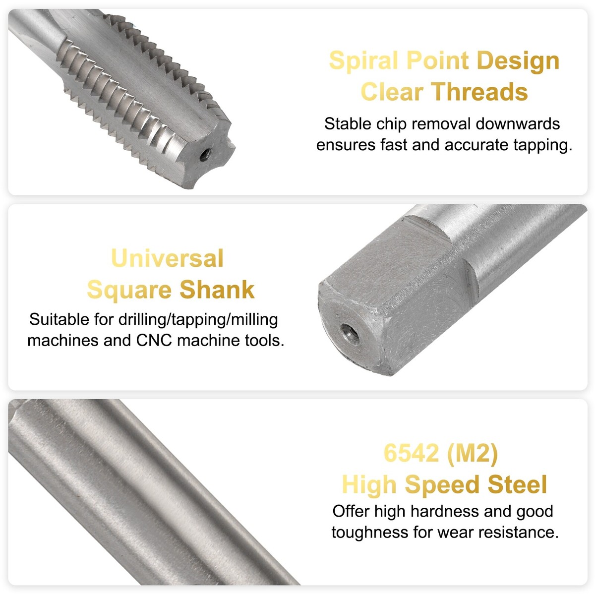 3-Piece 6-48 UNS 3-Flute High Speed Steel Tap Set – Precision Metalworking Hand Tool For Workshop Projects
