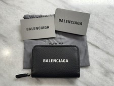 Balenciaga NWOT Black Leather Card Zipper Wallet with Dust Bag