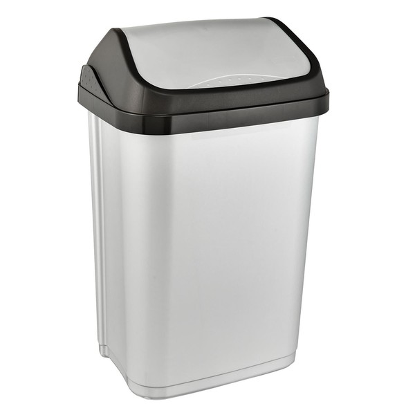 Papelera cubo de basura con tapa giratoria de 25 l color plata claro Keeeper