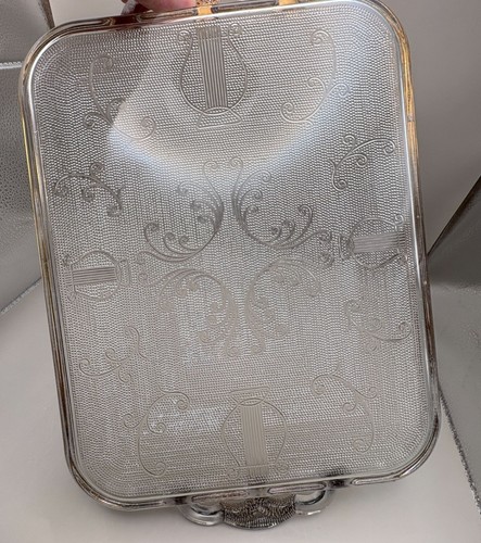 Vintage Ornate Glass Serving Tray Gold Gilded Handles Harp Music MCM Theme - Picture 8 of 9