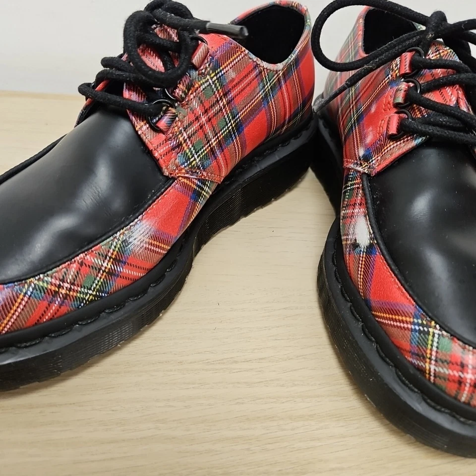 Dr Martens Ramsey River Red Plaid Tartan Leather Creepers Chunky Quad Shoes Uk 4 - Image 4 of 4