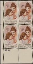 1980 United States Plate Block of 4: Scott #1824 ( 15¢ - Helen Keller ) MNH