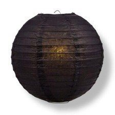 10" Black Round Paper Lantern, Even Ribbing, Chinese Hanging Wedding  Party Dec
