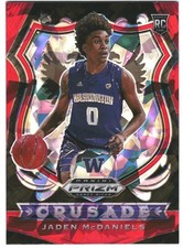 2020-21 Prizm Draft Picks Jaden McDaniels Rookie Crusade Red Ice Washington #91