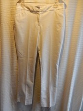 Chico's Size 1 Regular or Medium-10 White Casual Pants 31" Inseam Flat Front EUC