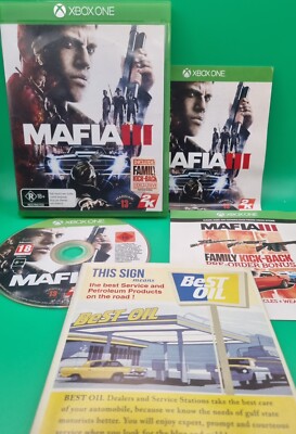 Mafia III 3 Xbox One VGC - MANUAL + POSTER + UNUSED DLC