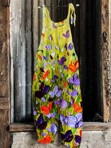 Mono holgado boho de mujer talla grande mono verano retro peto pantalones harén DE - Imagen 15 de 73