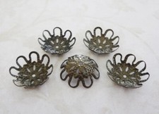 Antiqued Brass 14x4.5mm Filigree Bead Caps with 1mm Hole  Pack Of 10