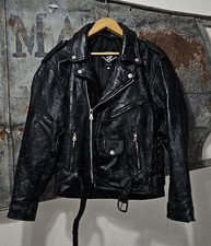 Vintage Diamond Plate Buffalo Leather Motorcycle Jacket Sz M Biker Chopper Used