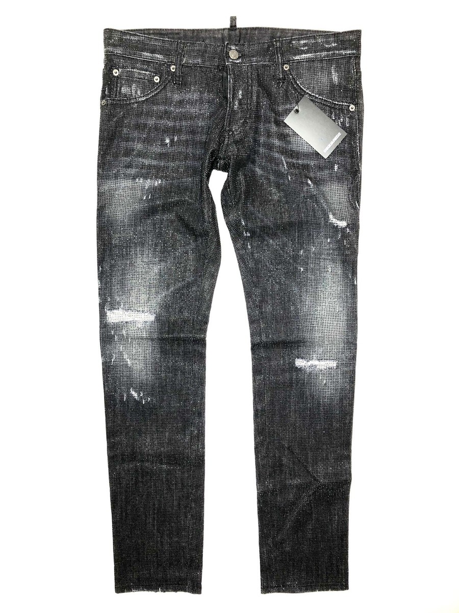 Dsquared2 Black Micro-Studded Clement Jeans EU 48