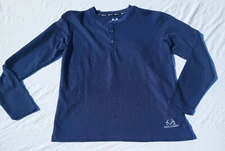 Realtree Shirt Mens Medium Blue Knit Long Sleeve Henley Pullover Outdoor Comfort