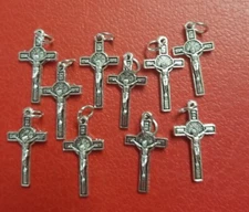  LOT OF 20 St Benedict Cross Stainless Steel  Catholic Jesus Crucifix Pendant 