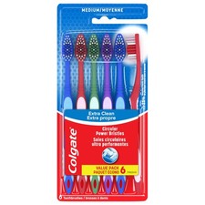 Colgate Extra Clean Toothbrush, Medium Toothbrush 6 Count Pack of 1 , Multi