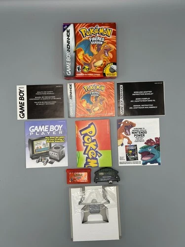 Pokemon FireRed CIB GBA Complete w/ Wireless Adapter Authentic OEM