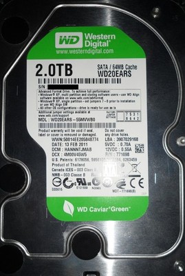Western Digital Caviar Green 2TB Festplatte (WD20EARS) SATA II HDD 
