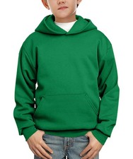Boys Girls Green Pullover Kid Long Sleeve Casual Hooded Sweatshirt Cotton Fle...