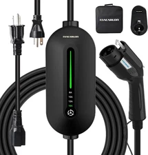 25FT Portable EV Charger EV Car Charging Cable 16Amp Level 1&2 NEMA 6-20P/5-15P