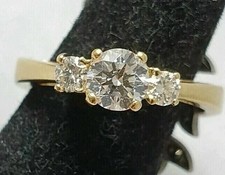 3CT Round-Cut Moissanite Solitaire 3Stone Engagement Ring 14K Yellow Gold Plated