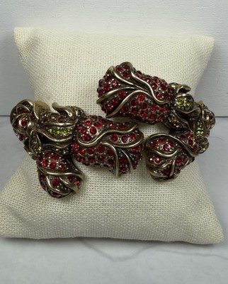 Heidi Daus Vintage Red Rose Bracelet Signed  Medium Size