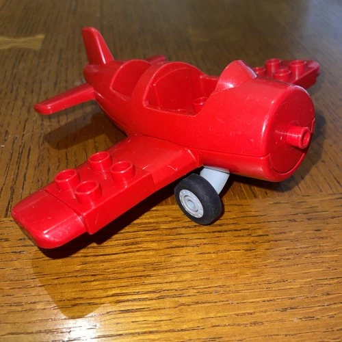 Vtg Lego Duplo 2007 Red Airplane Plane for Airport Pilot Grey Wheels