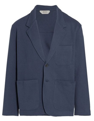Z Zegna Mens Milano Cotton Jersey Blazer Large Blue - NWT $795