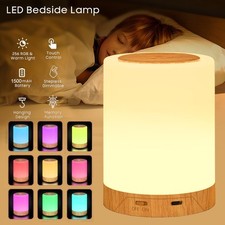 LED Nachttischlampe Kinder Nachtlicht Dimmbar Tischlampe 10 Farben Tischleuchte