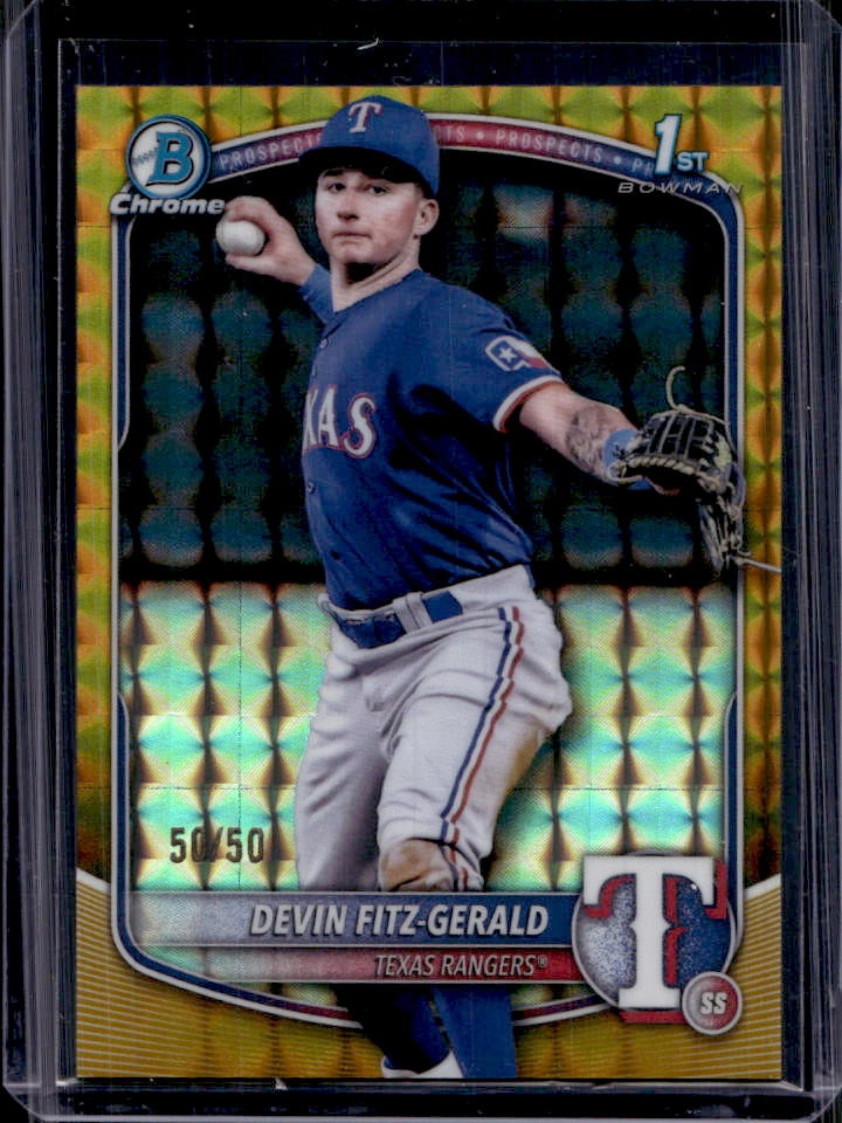 2025 Bowman Chrome Devin Fitz-Gerald Gold Geometric Refractor 1st #50/50