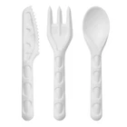 # White Compostable Bagasse Cutlery - Knives Forks Spoons