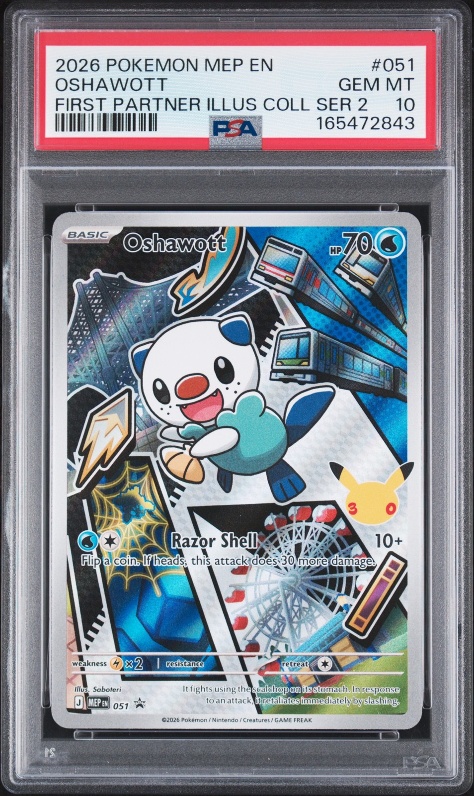 2026 POKEMON MEP FIRST PARTNER ILLUSTRATION COLLECTION #051 OSHAWOTT PSA 10
