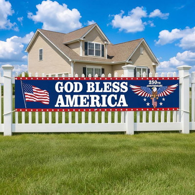 Tingjoo 4th of July God Bless America Banner 118 x 20 Inch 250th-anniversary Out