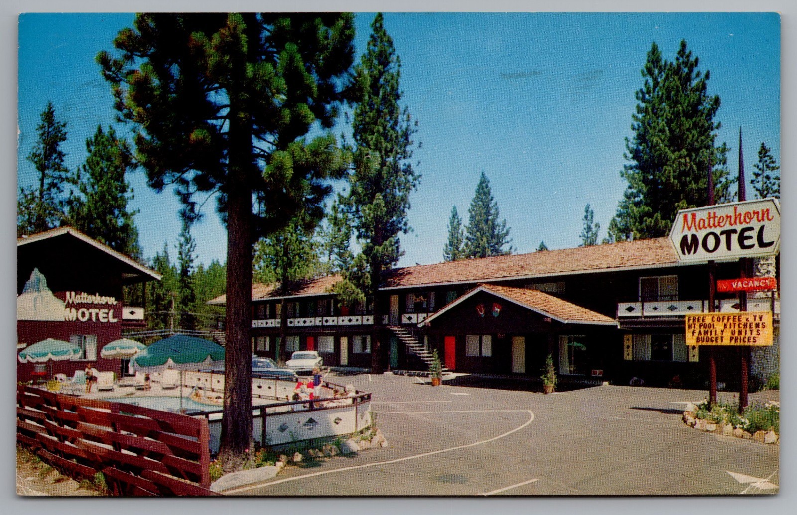 South Lake Tahoe CA Matterhorn Motel & Swimming Pool~1960s Roadside