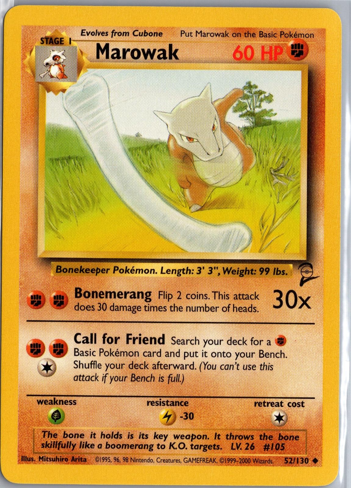 Marowak 52/130 Uncommon Base Set 2 Pokemon Lightly Played
