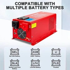 3000W Pure Sine Wave Inverter Charger w/LCD Display Off-Grid & Emergency Power