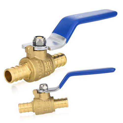 2 PCS 1/2 Inch Brass Crimp PEX Ball Valve 1/4 Turn ShutOff Plumbing Fitting