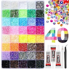50000 Stck. 40 Farben Harz Gelee Strasssteine für 3 mm, 40 Farben + 3 Stück Kleber