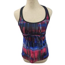 Nike Women Size M Tankini Swim Top Racerback Top Only Black Pink Blue