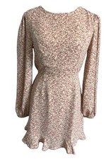 Lulus Blooming Darlin Size S Mauve  Ditsy Floral Ruffle Cut Out Back Mini Dress