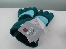 SWISS TECH Gloves THINSULATE Girls Large XL Green Teal  Purple Fur Fleece Set 