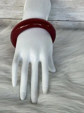 Vintage Lucite Ruby Red Juice Bangle Bracelet – Glossy Translucent Retro