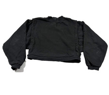 ALO YOGA Cropped Fresh Coverup W3620R Pullover Long Sleeve Sweatshirt Black Sz L