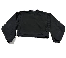 ALO YOGA Cropped Fresh Coverup W3620R Pullover Long Sleeve Sweatshirt Black Sz L