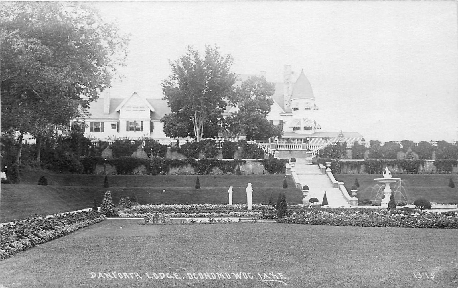 c1910 Oconomowoc Lake Wisconsin Danforth Lodge occupation RPPC Postcard 25-8099