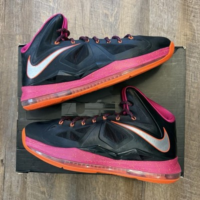 Nike LeBron 10 X Floridian Black Pink Orange Size 13 Sneakers w/ Box 541100-005