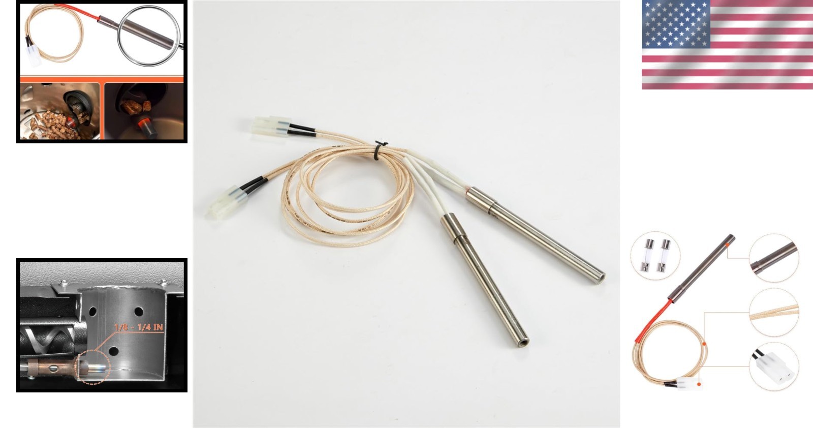 2 Pack Hot Rod Igniter Kit Replacement for Pit Boss, Pellet Grill Igniter Rod He